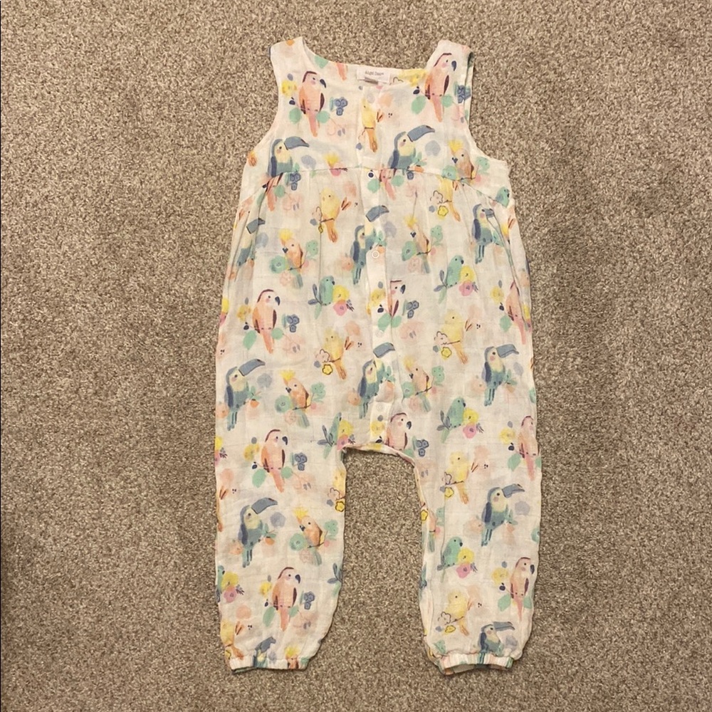 Angel Dear Cream and Blue Bodysuit with Whimsical Print